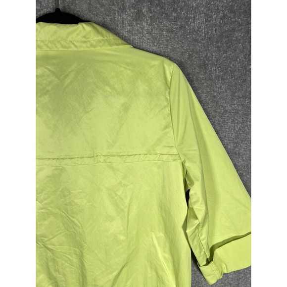 Zenergy By Chicos Roll Tab Sleeve Full Zip Jacket Womens Size 1 US Size 8 Neon - Picture 8 of 13